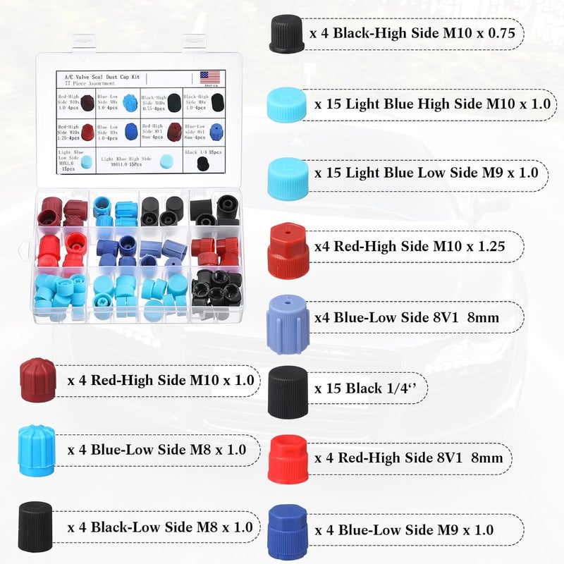 Threlaco Car A/c Valve Core, 270 Pcs O-ring Kit, 60 Pcs Compressor Gasket Seals, 77 Piece Dust Cap 39 Piece Valve Core R12 R134a Kit O Ring Cap Compressor Port Seal Remover for A/c Refrigeration System - Image 2